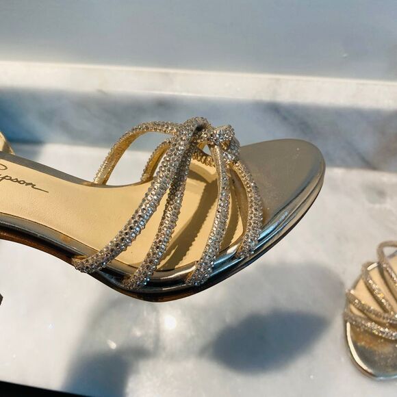 Jessica Simpson Embellished Strappy Open Toe Joziene Sandals Gold Size 6.5/37 - Picture 3 of 7
